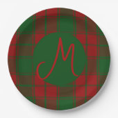Assiettes En Carton Middleton Tartan Monogrammé (Devant)