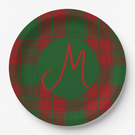 Assiettes En Carton Middleton Tartan Monogrammé (Devant)