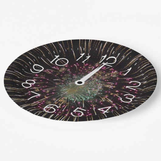 Assiettes En Carton Midnight New Years Eve Clock On Fireworks (Angle)