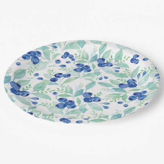 Assiettes En Carton Midsummer Rustic Blueberry Berry Motif d'été (Angle)