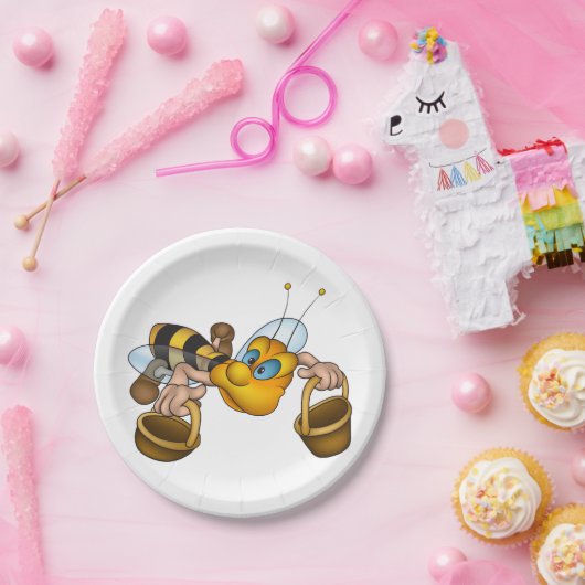 Assiettes En Carton Miel abeille avec paniers Amusants Animation Bee (Fête)