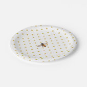 Assiettes En Carton Miel Bee | rétro or et blanc polka-dot motif (Angle)
