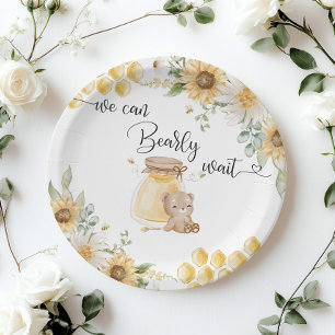 Assiettes En Carton Miel de tournesol on peut attendre baby shower