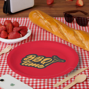 Assiettes En Carton mignon BBQ Time word art