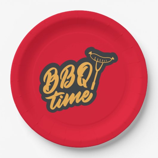 Assiettes En Carton mignon BBQ Time word art (Devant)
