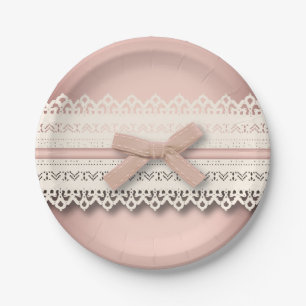 Assiettes En Carton mignon ceinture chic dentelle blanche poussiéreuse