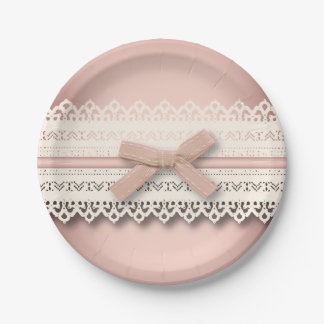 Assiettes En Carton mignon ceinture chic dentelle blanche poussiéreuse