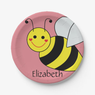 Assiettes En Carton Mignon gaffez l'abeille personnalisée