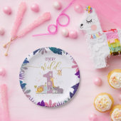 Assiettes En Carton Mignon Jungle Safari Animaux Wild One Girl Anniver (Fête)
