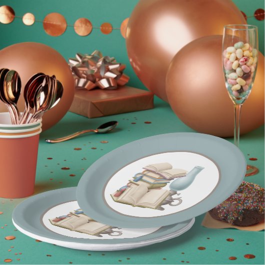 Assiettes En Carton mignon livre club partie papier plaque (Multi)