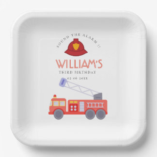 Assiettes En Carton Mignon Moteur de Camion de Pompiers Rouge Enfants