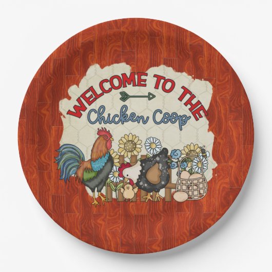 Assiettes En Carton mignon Pays poulet coop accueil (Devant)