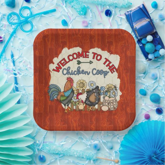 Assiettes En Carton mignon Pays poulet coop accueil (Fête)