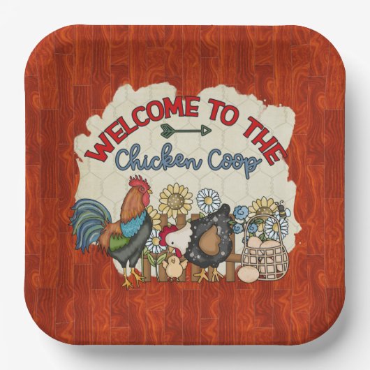 Assiettes En Carton mignon Pays poulet coop accueil (Recto)