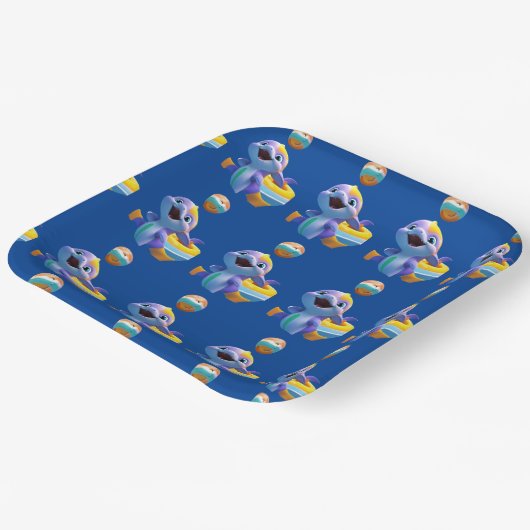 Assiettes En Carton mignon petit requin Papier Plaque (Angulaire)