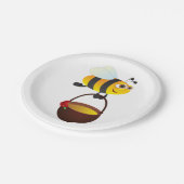 Assiettes En Carton Mignonne Bee transportant un pot de miel avec fleu (Angle)