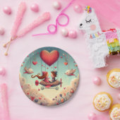 Assiettes En Carton Mignonne bémol Saint Valentin hydravion (Fête)