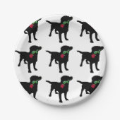 Assiettes En Carton Mignonne Black Lab Dog tenant Rose rouge (Devant)