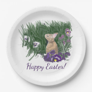 Assiettes En Carton Mignonne Bunny voeux de Pâques de Vacances