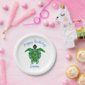 Assiettes En Carton Mignonne carte Sea TURTLE - Joyeux anniversaire -  (Fête)