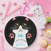 Assiettes En Carton Mignonne Chat Plaques de fête d'anniversaire. Text (Fête)