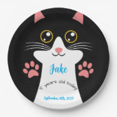 Assiettes En Carton Mignonne Chat Plaques de fête d'anniversaire. Text (Devant)