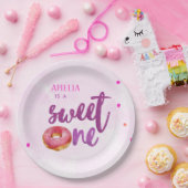 Assiettes En Carton mignonne douce une beigne fille 1er anniversaire (Fête)