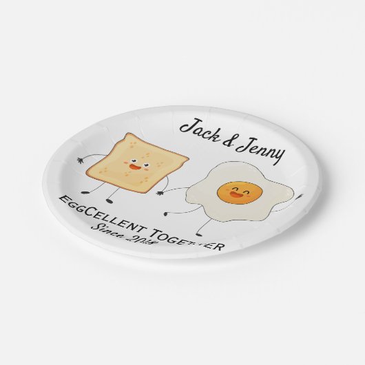 Assiettes En Carton Mignonne Drôle Joyeux Toast Eggcelcelcelcelcate En (Angle)