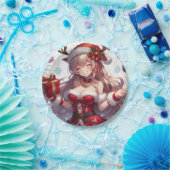 Assiettes En Carton mignonne fille de Noël anime (Fête)