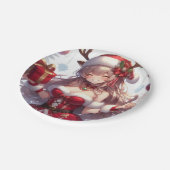 Assiettes En Carton mignonne fille de Noël anime (Angle)