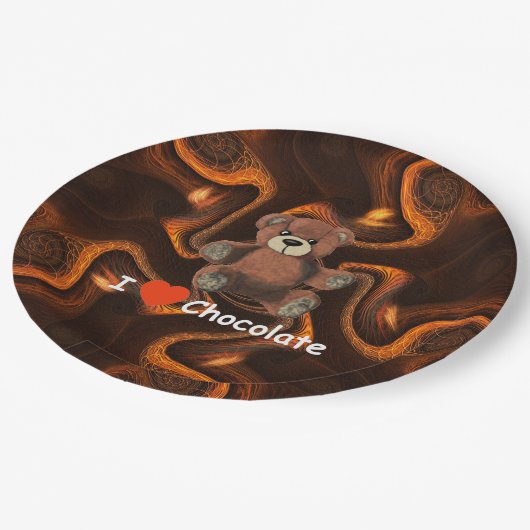 Assiettes En Carton Mignonne I Coeur (Amour) Chocolat Teddy Ours (Angle)