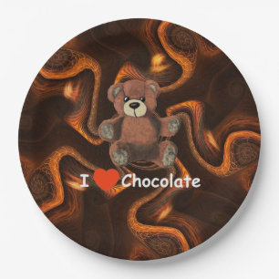 Assiettes En Carton Mignonne I Coeur (Amour) Chocolat Teddy Ours