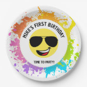 Assiettes En Carton Mignonne Joyeux Visage, Lunettes d'Aviateur, Amusa (Devant)