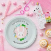Assiettes En Carton Mignonne lapin de Pâques Face Fleur Wreath personn (Fête)