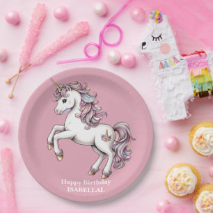 Assiettes En Carton mignonne licorne magique princesse fille anniversa