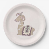 Assiettes En Carton Mignonne Llama Princesse portant une couronne (Devant)