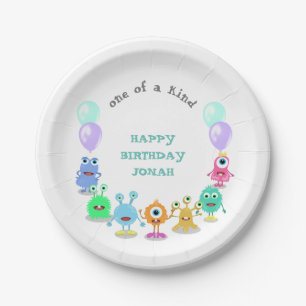 Assiettes En Carton Mignonne Monster L'Une Des Fêtes D'Anniversaire