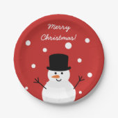 Assiettes En Carton Mignonne Noël Snowman hiver Festif Vacances neige (Devant)