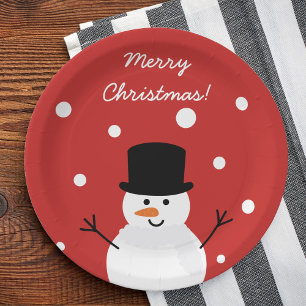 Assiettes En Carton Mignonne Noël Snowman hiver Festif Vacances neige