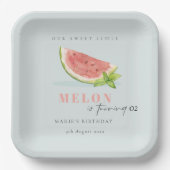 Assiettes En Carton Mignonne Notre Petit Melon Bleu N'Importe Quel Âge (Recto)