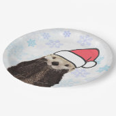 Assiettes En Carton Mignonne Otter portant un chapeau de Père Noël (Angle)
