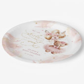 Assiettes En Carton Mignonne Ours En Teddy Or Balloon rose bébé fille (Angle)