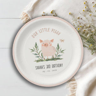 Assiettes En Carton Mignonne petit porc de ferme Anniversaire de enfan