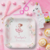 Assiettes En Carton Mignonne petite ballerine anniversaire fille plaqu (Fête)