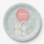 Assiettes En Carton Mignonne petite fille lapin avec nom (Devant)