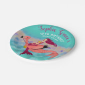 Assiettes En Carton Mignonne sirène mauve personnalisée & Mermingo ros (Angle)