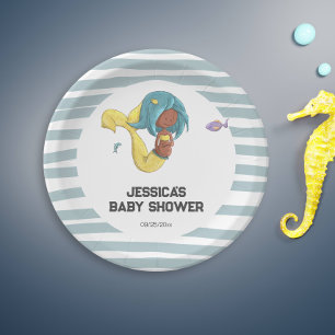 Assiettes En Carton Mignonne Sirène Sous La Mer