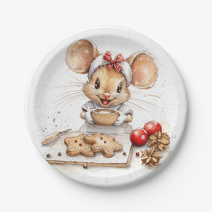 Assiettes En Carton Mignonne souris Chef Noël