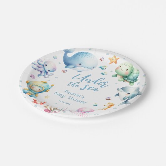 Assiettes En Carton Mignonne sous le Baby shower marin (Angle)