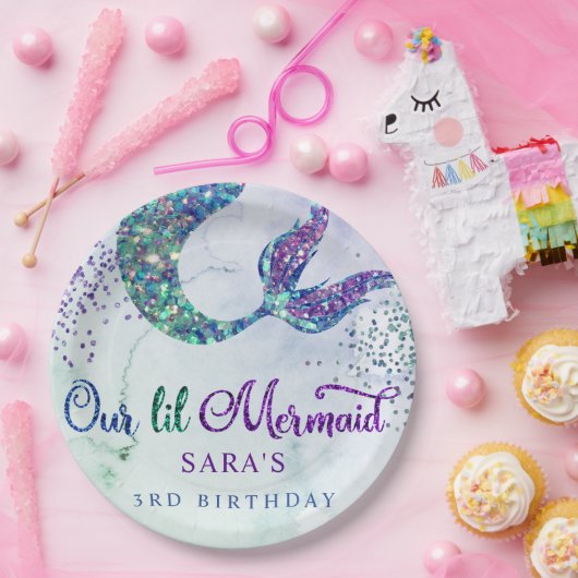 Assiettes En Carton Mignonne violet vert Parties scintillant moderne S (Fête)